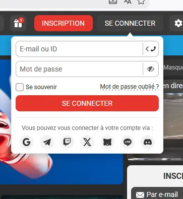 Fenêtre de connexion Megapari Cameroun avec les champs e-mail et mot de passe